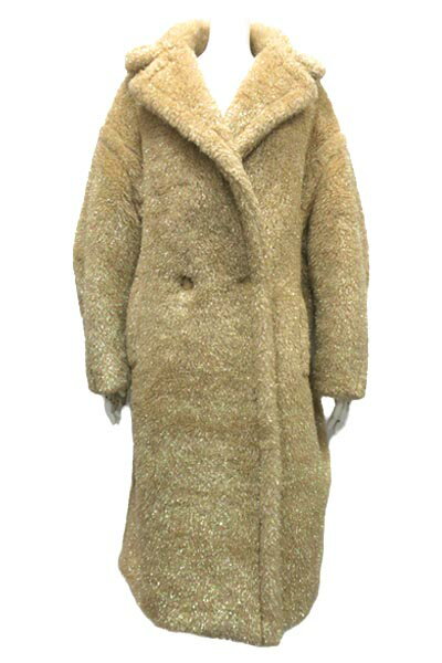 【中古】【美品】Max Mara マックスマーラ　コート　テディベア　Mサイズ　2020年物　人気デザイン　Park　キャメル混　シルク　ゴールドラメのサムネイル