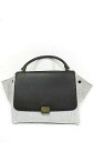 【中古】CELINE セリーヌ バッグ 2WAYバッグ レディース トラペーズ ウール レザー グレー ブラック