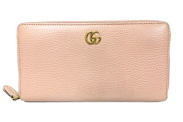 【中古】GUCCI グッチ 小物 財布 ラウンドファスナー レディース 456117 GGマーモント レザー