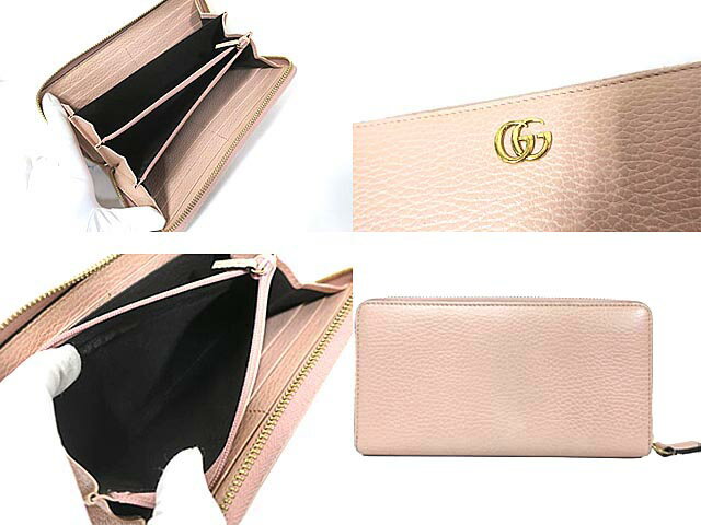 【中古】GUCCI グッチ 小物 財布 ラウンドファスナー レディース 456117 GGマーモント レザー