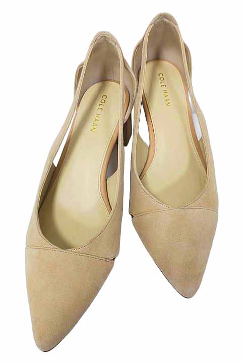 【中古】Cole Haan コールハーン 靴 パンプス5.5センチヒール 6ハーフ Bワイズ 起毛革 スエード ベージュ