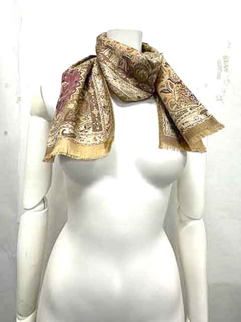 【中古】ETRO エトロ 小物 ストール ペイズリー柄 ウール シルク