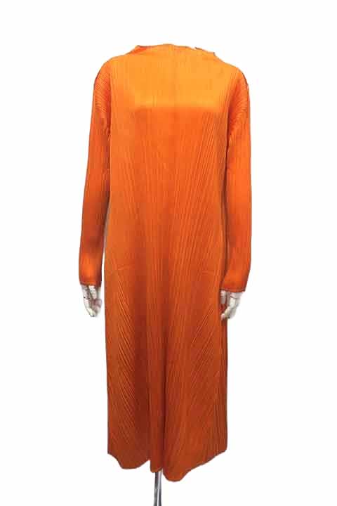 【未使用】【新古品】PLEATS PLEASE　ISSEY MIYAKE　プリーツプリーズ　イッセイミヤケ ワンピース レディース　オレンジ　大きいサイズ　長袖ワンピースのサムネイル