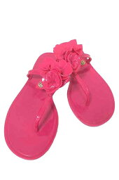 【中古】TORYBURCH トリーバーチ 靴 レディース トングサンダル ラバー素材 ピンク お花デザイン 24cm