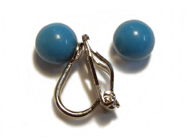 2ヶ入 ターコイズブルー 6mm 片穴ガラス玉ビーズ〔アクセサリーパーツ〕ピアス/イヤリング