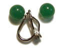 2ヶ入 グリーン/緑 6mm 片穴ガラス玉ビーズ〔アクセサリーパーツ〕ピアス/イヤリング