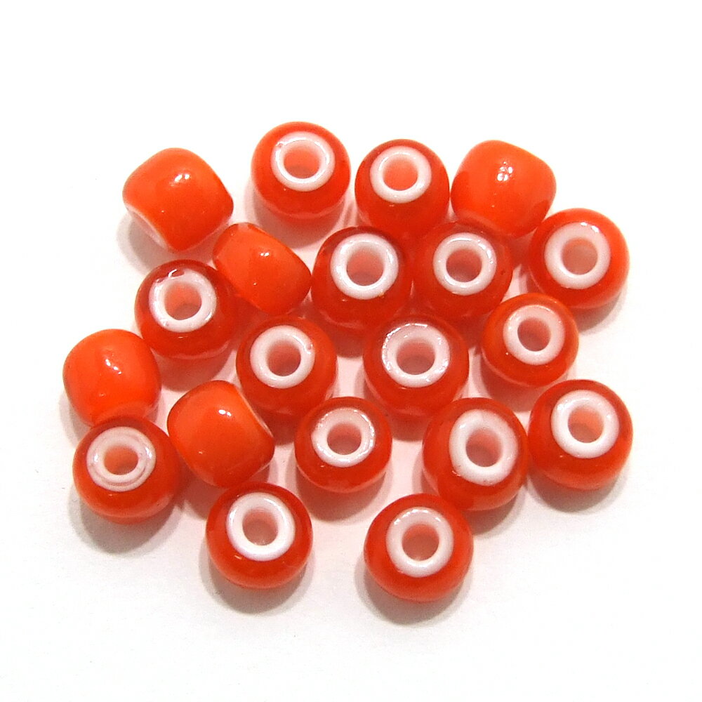 【オレンジ7mm】 (7〜8mm) ホワイトハーツ/インディアンビーズ 20粒入 インディアンジュエリー/アクセサリー製作/ハンドメイド/手作り/アメカジ/ガラ...