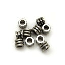 10ヶ入【溝彫メタルビーズ 5.5×7mm Ni/シルバー】アクセサリーパーツ/ビーズ/ネックレス/ブレスレット/メンズ/金属/ビーズ/墨入/素材/材料/シルバ...