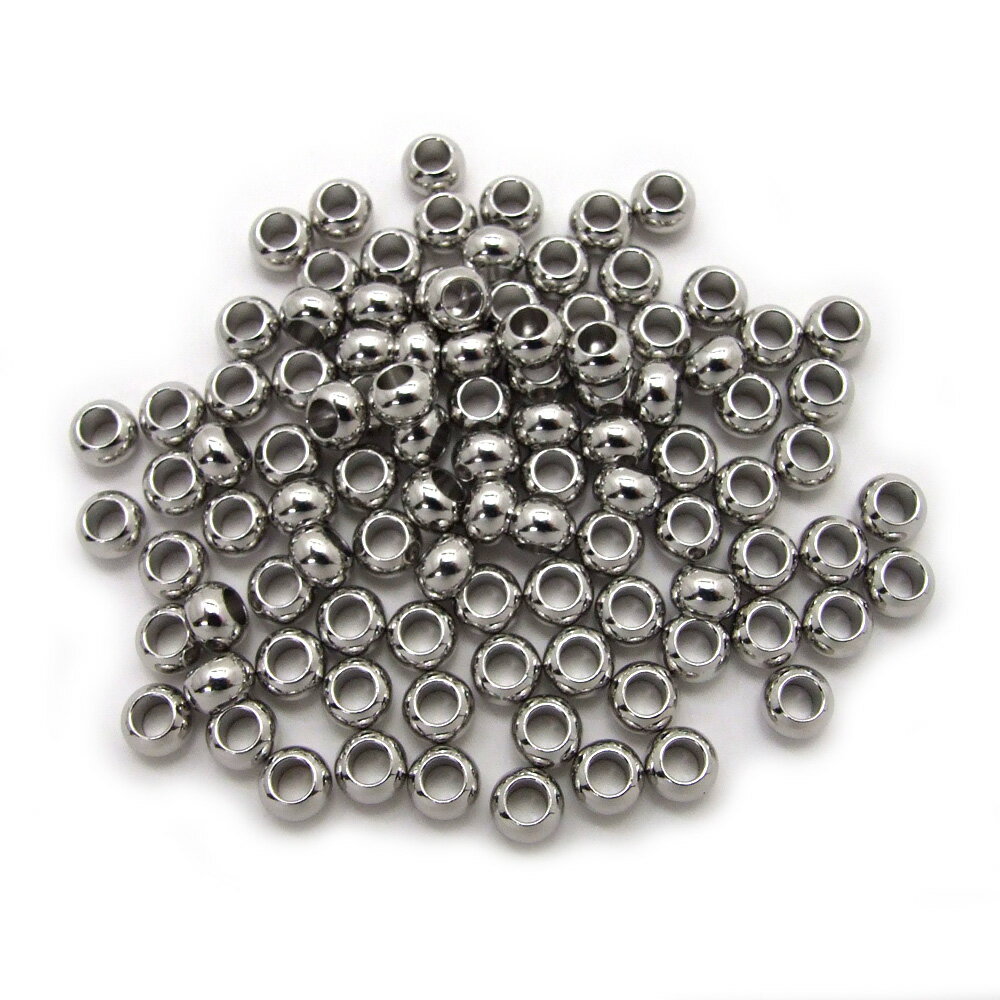 【100ヶ入パック】【 金属ビーズ(小) 4×6mm Ni/シルバー】アクセサリーパーツ/メタルビーズ/ビーズ/ネックレス/ブレスレット/メンズ/金属/ビーズ/...