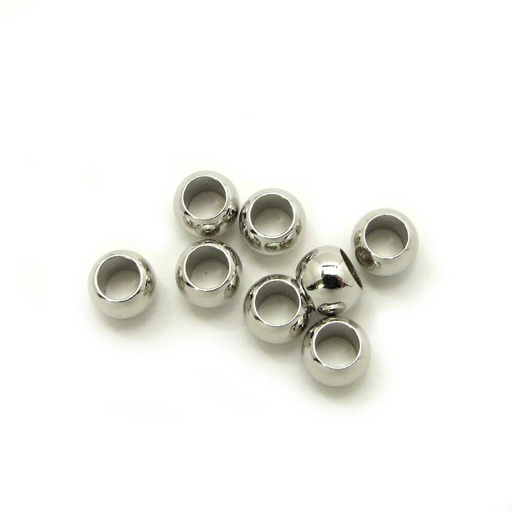 8ヶ入【 金属ビーズ(大) 5×7mm Ni/シルバー】アクセサリーパーツ/メタルビーズ/ビーズ/ネックレス/ブレスレット/メンズ/金属/ビーズ/素材/材料/シ...
