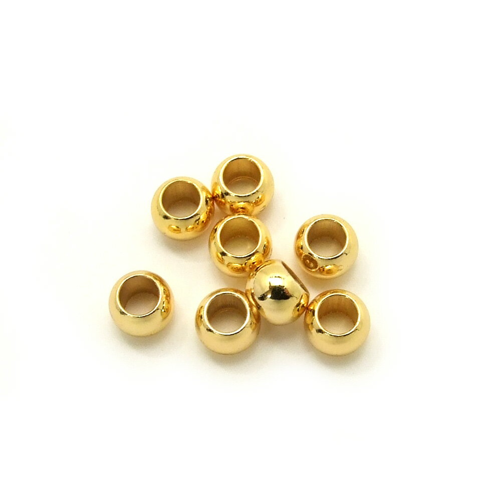 8ヶ入【 金属ビーズ(大) 5×7mm G/ゴールド】アクセサリーパーツ/メタルビーズ/ビーズ/ネックレス/ブレスレット/メンズ/金属/ビーズ/素材/材料/ゴー...