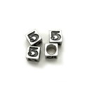 4ヶ入【 メタルブロックビーズ(No.5) 7×7mm Ni/シルバー】アクセサリーパーツ/メタルビーズ/ビーズ/ネックレス/ブレスレット/メンズ/金属/ビーズ...