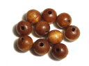 〔ウッドビーズ10mm ナチュラルブラウン 10粒入〕アクセサリーパーツ/木製/ハンドメイド