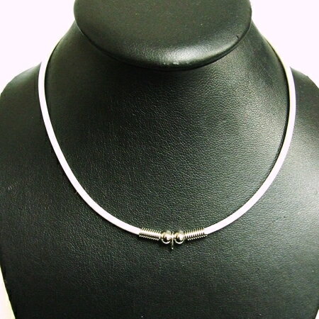 【メンズアクセサリー】 白チョーカーヒモ/太さ3mm R/シルバー 手作りアクセサリーに!ペンダントトップ/ヘッド/ネックレス/革ヒモよりも汗に強い塩ビ素材!4...