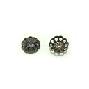 【10ヶ入】8mm花座 B(ブラック) アクセサリーパーツ/ビーズキャップ/座金/菊座/金属/金具/ハンドメイド/Tピン/9ピン/飾り