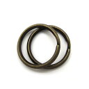 2ヶ入【 内径19mm 二重リング 外径23mm AT/アンティークゴールド 】(つぶし加工) アクセサリーパーツ/二重カン/二重丸カン/二重リング/キーホルダ...