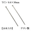 【チタン製】Tピン 0.6×30mm (10本入) アクセサリーパーツ/アレルギーフリー/ネックレス/接続/シルバー/留め金具/フック/金属/キャッチ/ピン/イ...