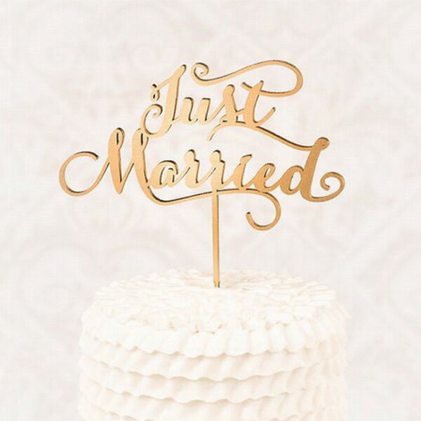 木製【Just Married】結婚しました！結婚式 ウエディング ブライダル ウエディングケーキ に☆ ケーキトッパー パーテ…