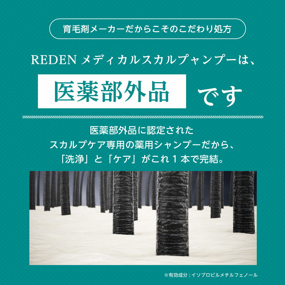 【公式】 REDEN メディカルスカルプシャンプー 3本セット リデン 薬用シャンプー 医薬部外品 スカルプケア スカルプシャンプー リデンシル配合 メンズ 男性用 シャンプー 頭皮 洗浄 ケア 汗臭対策 ボリュームアップ 薄毛ケア 抜け毛予防