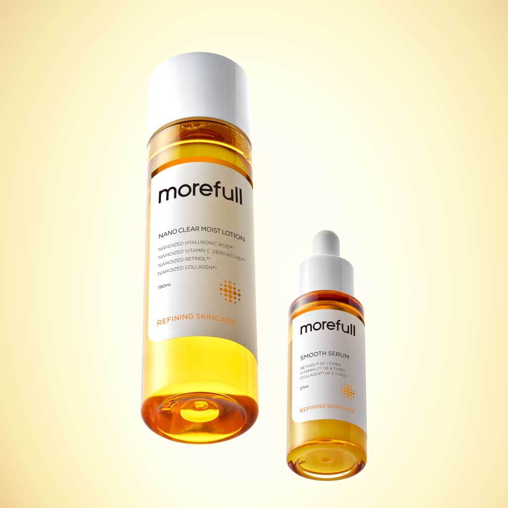 【2025リニューアル】【モアフル】スムースセラム 27ml ナノクリアモイストローション 190ml セット スキンケア 化粧水 ローション セラム 美容液 ピーリング 角質 毛穴ケア 黒ずみ 保湿ケア morefull