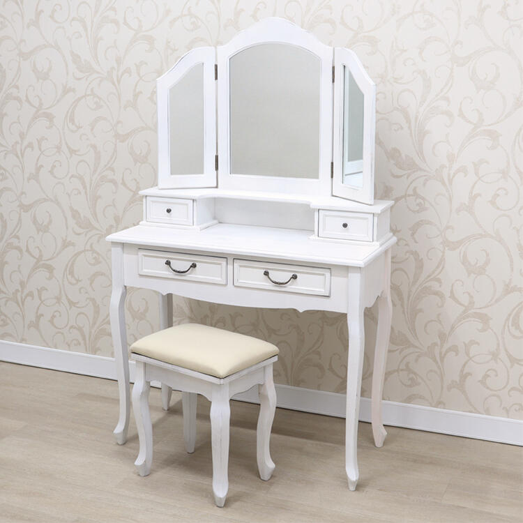 マチルドエム ドレッサー(スツール付)フランス シャビー シャビーシック フランス インテリア ディスプレイ アンティーク フレンチ ホワイト スリム セット ...