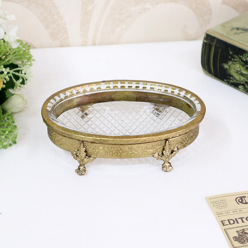 真鍮製 アンティーク ソープディッシュゴールド トレイ トレー プレゼント ギフト ディスプレイ インテ..