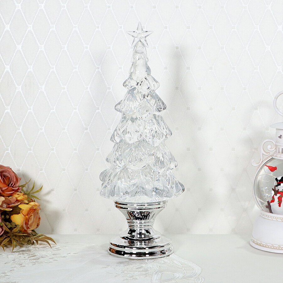 LEDバブルツリー シルバー 33cmクリスマス ディスプレイ ツリー シャビー シャビーシック オブジェ イ..
