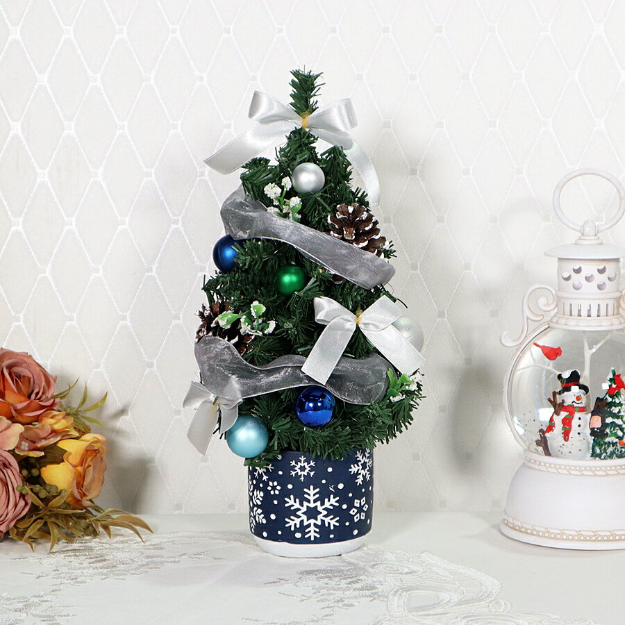 デコレーションツリー ブルー 30cmクリスマス ディスプレイ ツリー シャビー シャビーシック オブジェ ..