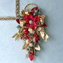 ゴールドレッド ポインセチアウォールデコクリスマス リース スワッグ シャビー シャビーシック アンティーク ドア インテリア ショップ ディスプレイ おしゃれ...
