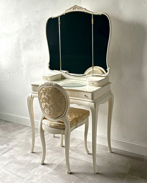 カンティーニュ 三面ドレッサー 2点セットクラシック アンティーク エレガント ドレッサー セット ドレッサーセット ブラウン ホワイト ブラック おしゃれ か...