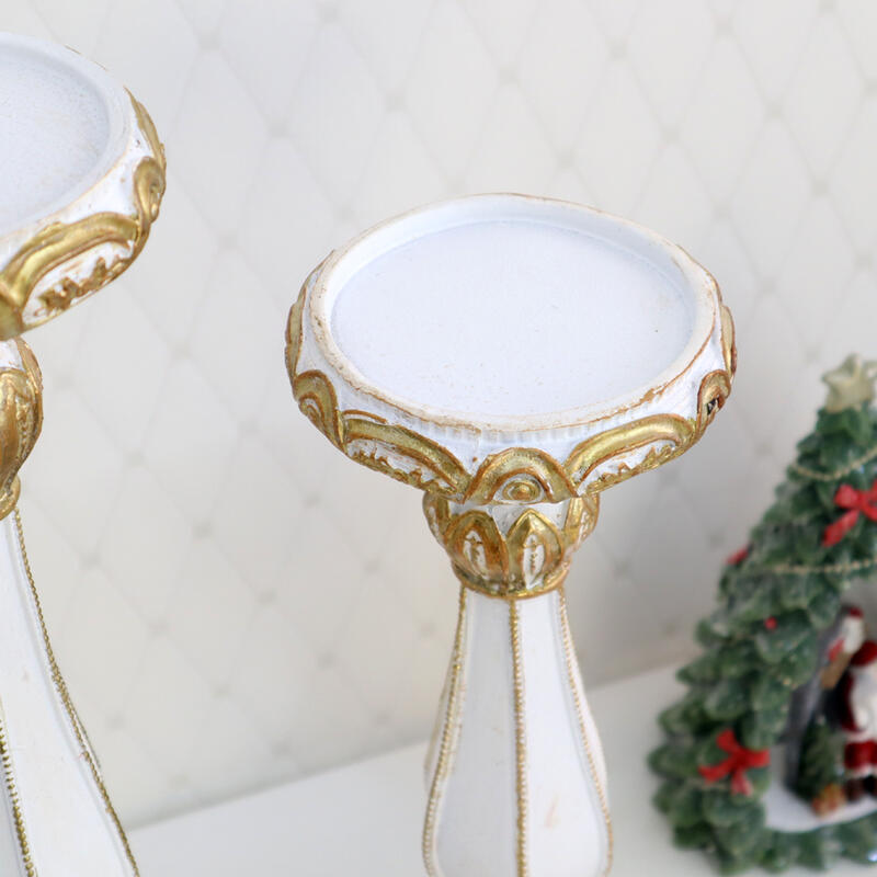 クラシカルキャンドルスタンド2個セットクリスマスキャンドルホルダーキャンドルスタンドホワイトスタンドディスプレイアンティーククラシックインテリアショッププレゼントおしゃれかわいい燭台白置物玄関北欧輸入雑貨送料無料RE10123
