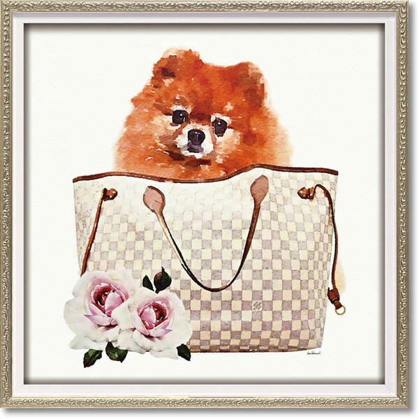 オマージュ キャンバスアート「バッグ ポメラニアン(スクエアM)」幅53.5cm×高さ53.5cmアートパネル アートボード アート クラシック アンティーク ディスプレイ インテリア おしゃれ かわいい 壁飾り 壁掛け 花 絵 送料無料REBC-12101