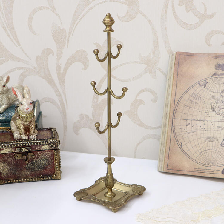 真鍮製 ジュエリースタンド アンティークゴールドアクセサリー スタンド インテリア オブジェ クラシック ディスプレイ ブラス ショップ ギフト プレゼント お...