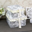 ジェニファーテイラー 収納ボックス2個セット Toile de Jouyトワルドジュイ ボックス リボン ファブリック シャビー シャビーシック アンティーク フランス インテリア ディスプレイ ショップ おしゃれ かわいい 小物入れ 収納 箱 布 北欧 送料無料RE33146BX