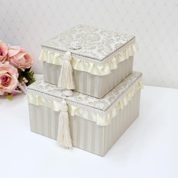 ジェニファーテイラー スクエアボックス 2個セットHaruno-GRボックス セット タッセル シンプル インテリア ディスプレイ ショップ ギフト プレゼント...