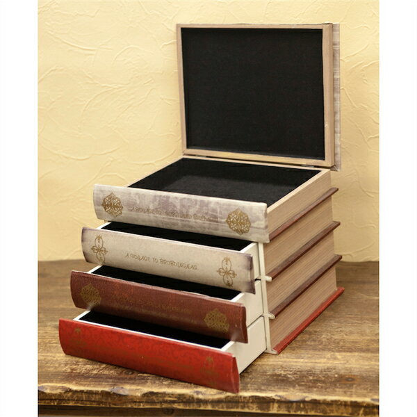 シークレットブックボックス 4段 ガリバー インテリア クラシック レトロ アンティーク オブジェ シークレットボックス プレゼント ギフト おしゃれ かわいい...