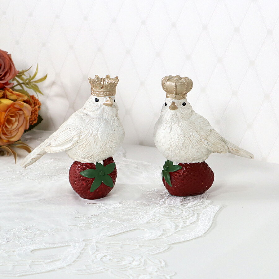 ストロベリー バードオブジェ 2種より選択アンティーク クラシック バード オブジェ プレゼント ギフト ディスプレイ インテリア ショップ おしゃれ かわいい 鳥 置物 動物 玄関 北欧 輸入雑貨RE011166