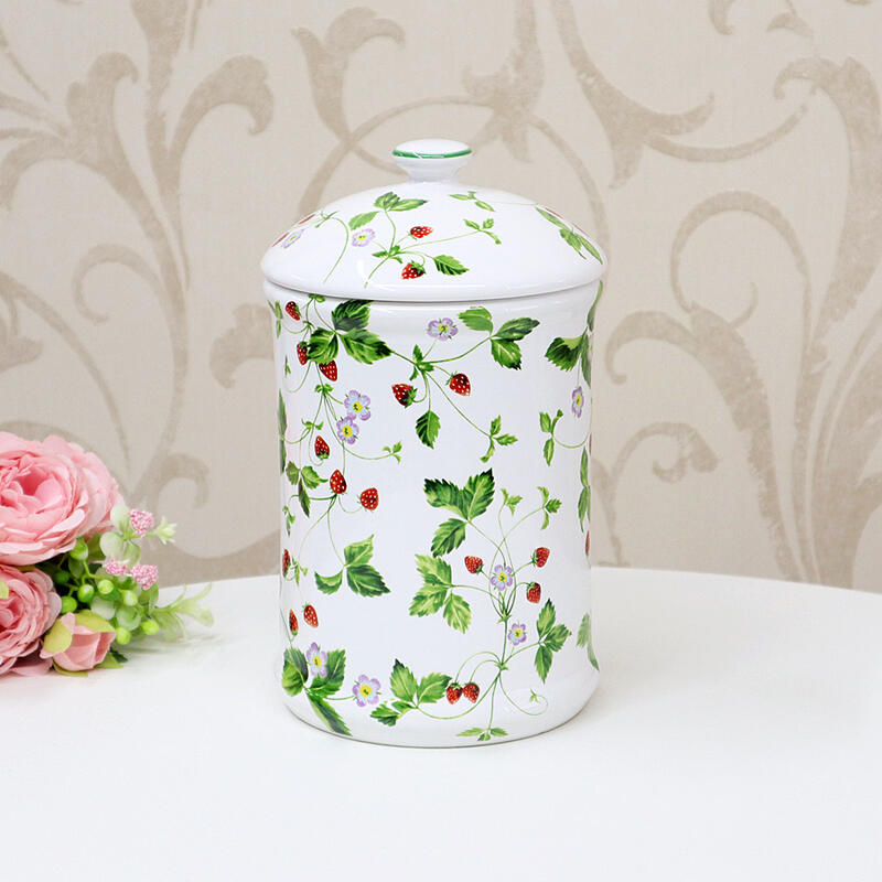 ロイヤルアーデン サニタリーポット イチゴポット ホワイト トイレ用品 おしゃれ かわいい 陶器 イチゴ柄 北欧 収納 輸入雑貨RE39273