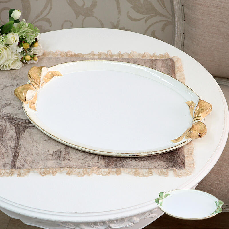 ソルディ オーバルトレイイタリア ハンドメイド アンティーク シャビー リボン トレー トレイ ホワイト..