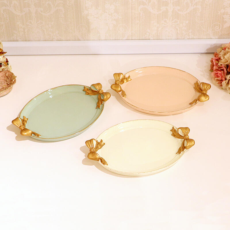 フレンチリボン オーバルトレイトレイ ホワイト ピンク グリーン リボン ディスプレイ トレー インテリア ギフト プレゼント おしゃれ かわいい 卓上 白 収...