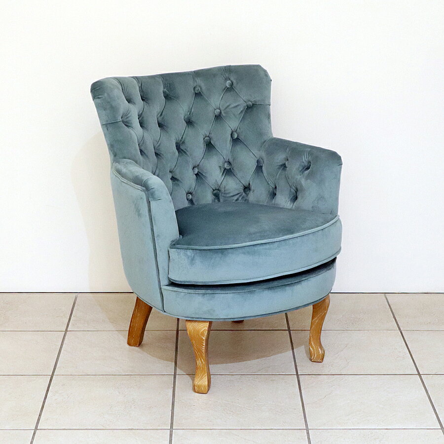 ポイント5倍SALEフレンチインテリア 1人掛けソファ スモーキーブルーアンティーク シャビー シャビーシック チェア ラウンジ ソファ ベロア インテリア ディスプレイ ショップ おしゃれ かわいい 一人掛け 一人用 椅子 玄関 北欧 送料無料RE1-PJC738-635