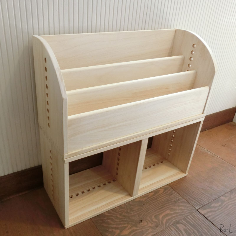 ★日本製・桐無垢材キューブボックス Vine ヴァイン ブックシェルフ(ナチュラル)+LLHBOX キッズシェルフにcubebox カラーボックス ディスプレイラック ウッドボックス 木箱 テレビ台 棚 本棚 ユニット家具 自然塗料 北欧 小物収納家具 収納ボックス [3]