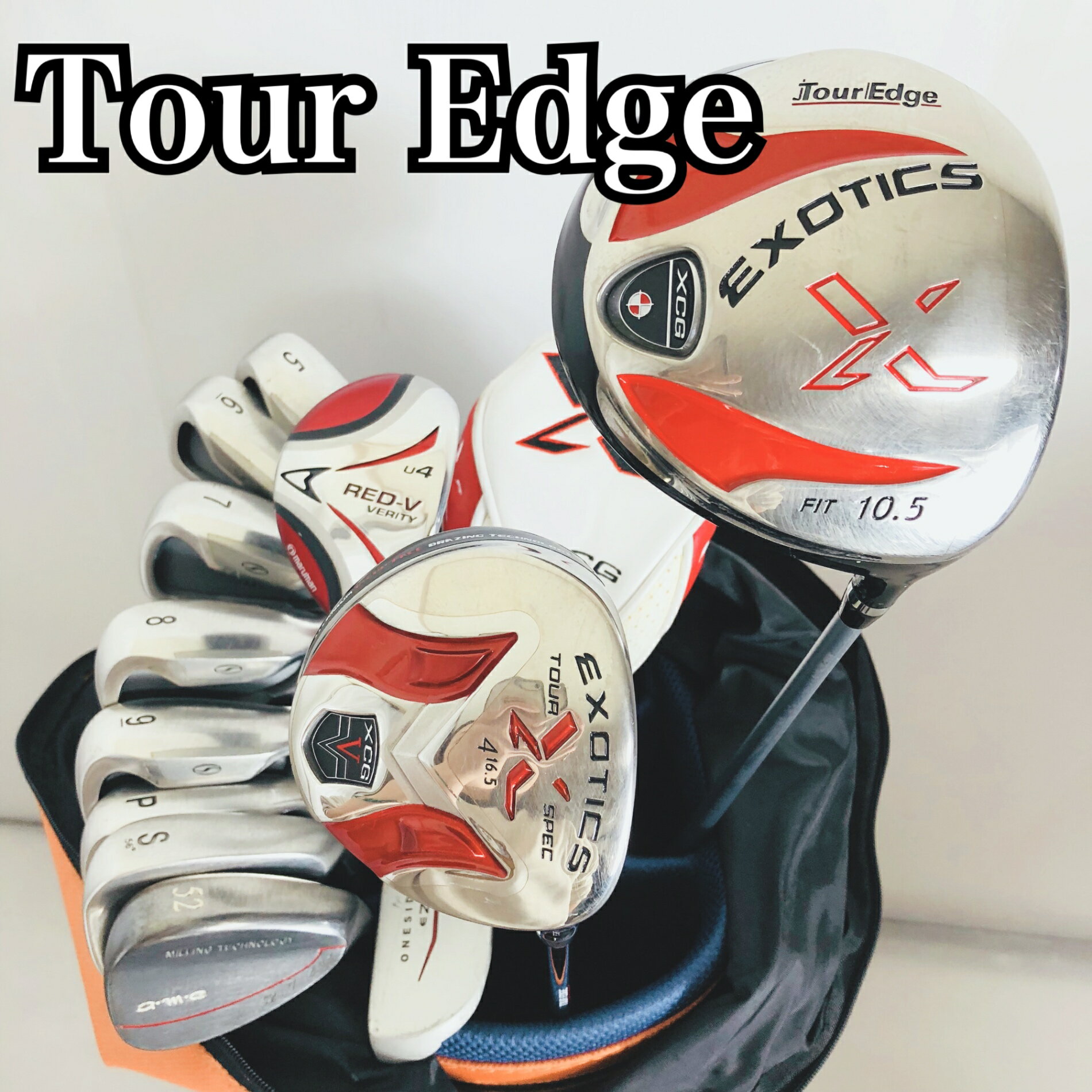 【中古】Tour Edge ツアーエッジ EXOTICS エクゾチック メンズ ゴルフセット クラブ セット 初心者 入門 バッグ付き フルセット 右利き パター付 安価 Y-124