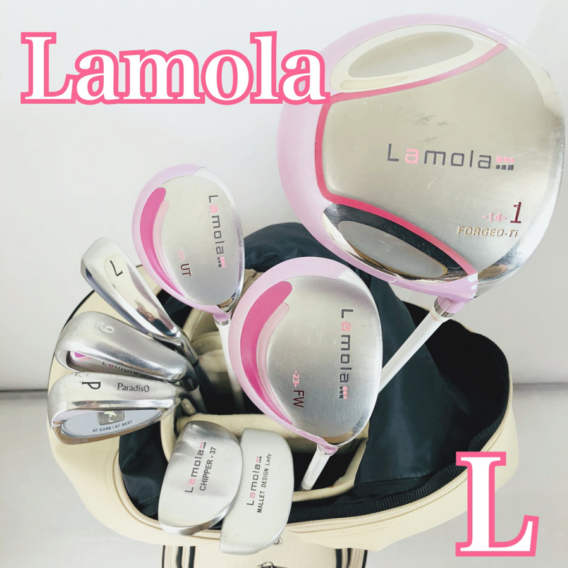 【中古】 レディース Lamola ラモーラ Munsingwear マンシングウェア ゴルフセット クラブ セット 初心者 入門 バッグ付き 右利き パター付 安価 11Y-65