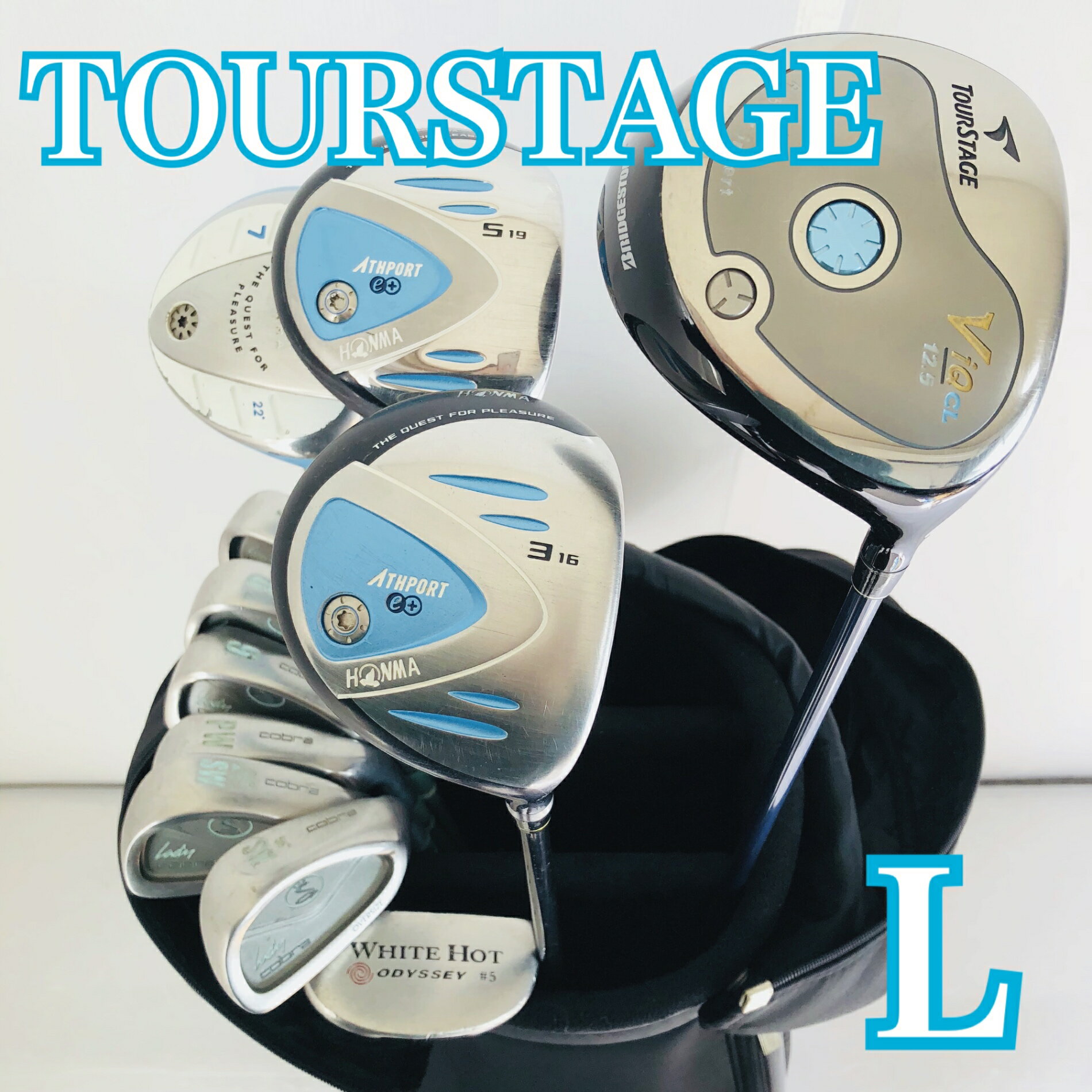 【中古】 レディース TOUR STAGE ViQ CL ツアーステージ HONMA ホンマ ゴルフセット クラブ セット 初心者 入門 バッグ付き 右利き パター付 安価 11Y-115