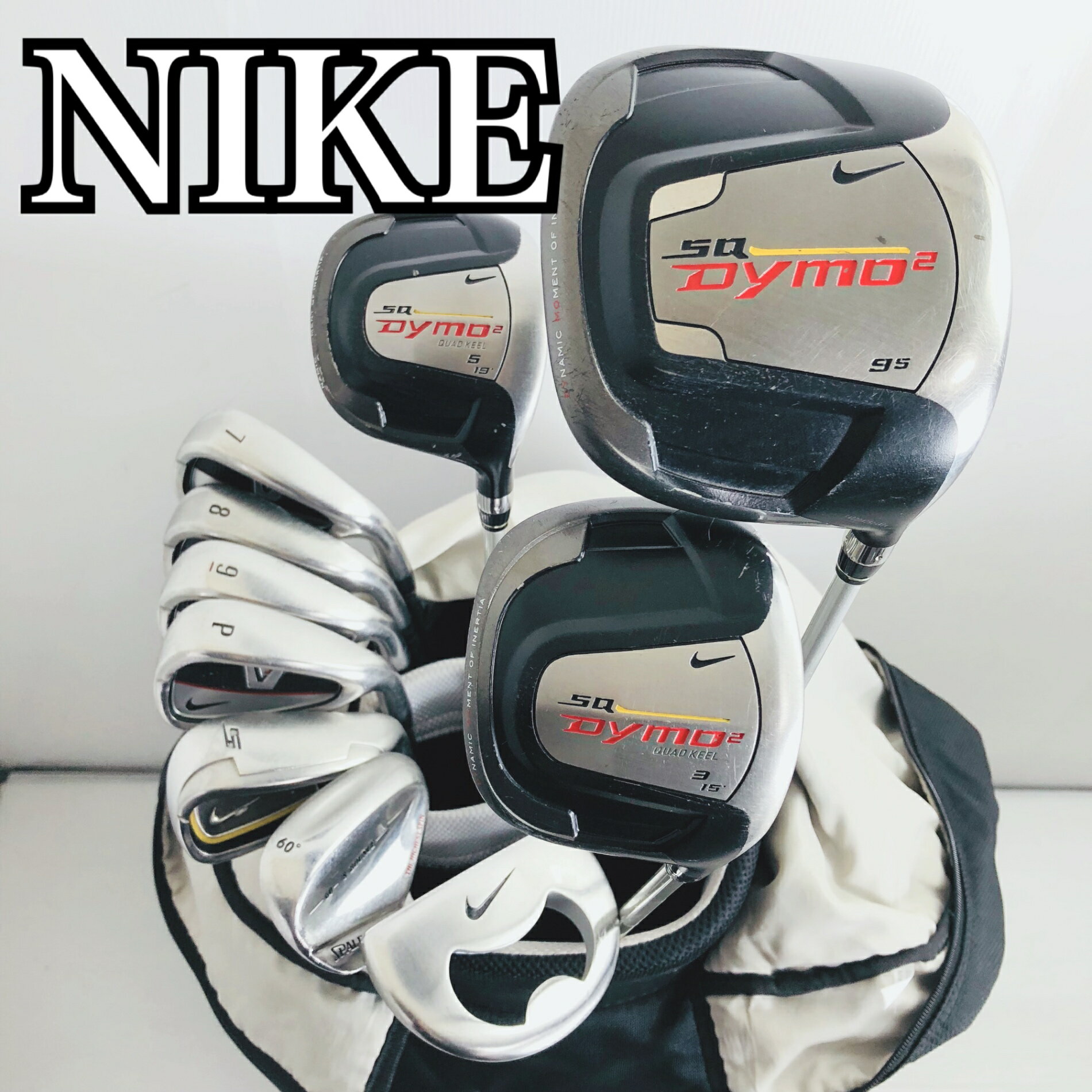 【中古】キャディバッグ付 NIKE ナイキ SQ サスクワッチ DYMO 2 ダイモ メンズ ゴルフセット クラブセット ゴルフクラブ セット 初心者 入門 フルセット 右利き パター付 安価　81Y-77の商品画像