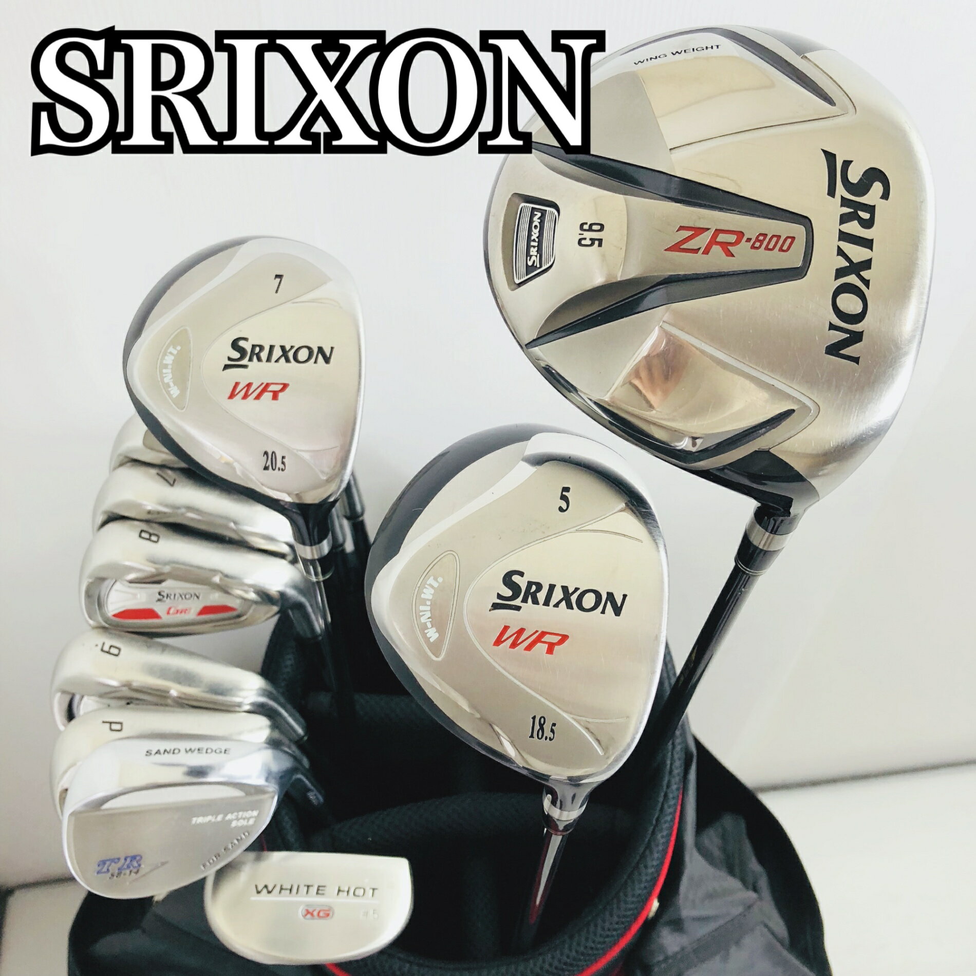【中古】キャディバッグ付 DUNLOP ダンロップ SRIXON スリクソン メンズ ゴルフセット クラブセット ゴルフクラブ セット 初心者 入門 フルセット 右利き パター付 安価　81Y-108の商品画像