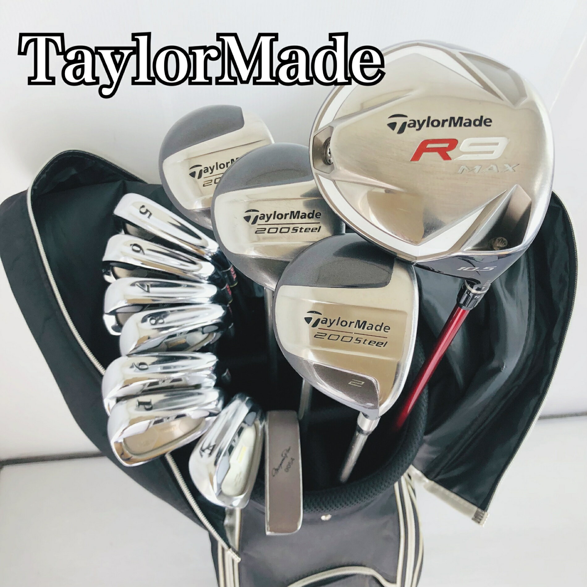 クラブはクリーニング済 初心者向けセット パター付き ●メーカー TaylorMade テーラーメイド PERSONAL LIMITED プロフェッショナルリミテッド MIZUNOPRO ミズノプロ ●モデル r9 MAX 200 Steel スチール Vx ll 0054 番手：1W、2W、3W、5W、5〜9I、PW、AW、PT 計12本 硬さ/フレックス:R 性別:男性メンズ 利き腕：右利き ・キャディバッグ メーカー: FILフィラ カートタイプ 中古品ですので傷汚れはこざいますが、まだまだお使いいただけます。 ※画像にある物が全てです。 ●状態 通常使用に伴うスレ傷はございますが、まだまだお使いいただけます。 グリップはそのままお使いいただけますがが気になるようでしたら交換してお使いください。 簡易クリーニング済み ※あくまでUsed品になりますので細かな傷、汚れはございます。画像にてご確認ください。 ★確認必須事項★ ※商品状態の感じ方には個人差がありますので、“中古品”という事をご理解いただき、神経質な方のご購入はご遠慮ください。 ※基本発送日は月、水、金曜日になります。 祝日等でイレギュラーが発生することもございます。 81Y-124