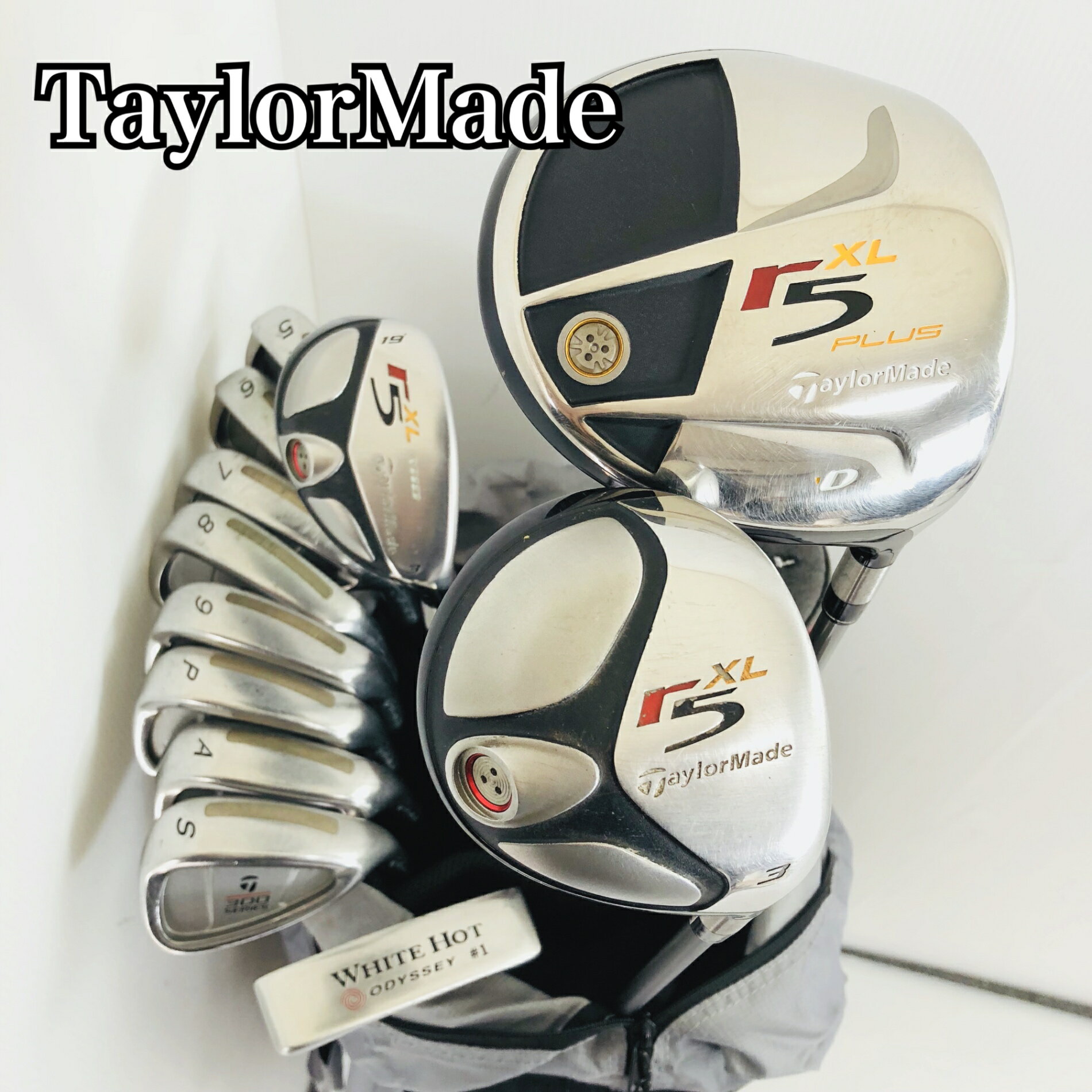 【中古】キャディバッグ付 TaylorMade テーラーメイド r5 XL メンズ ゴルフセット クラブセット ゴルフクラブ セット 初心者 入門 フルセット 右利き パター付 安価　　81Y-100の商品画像