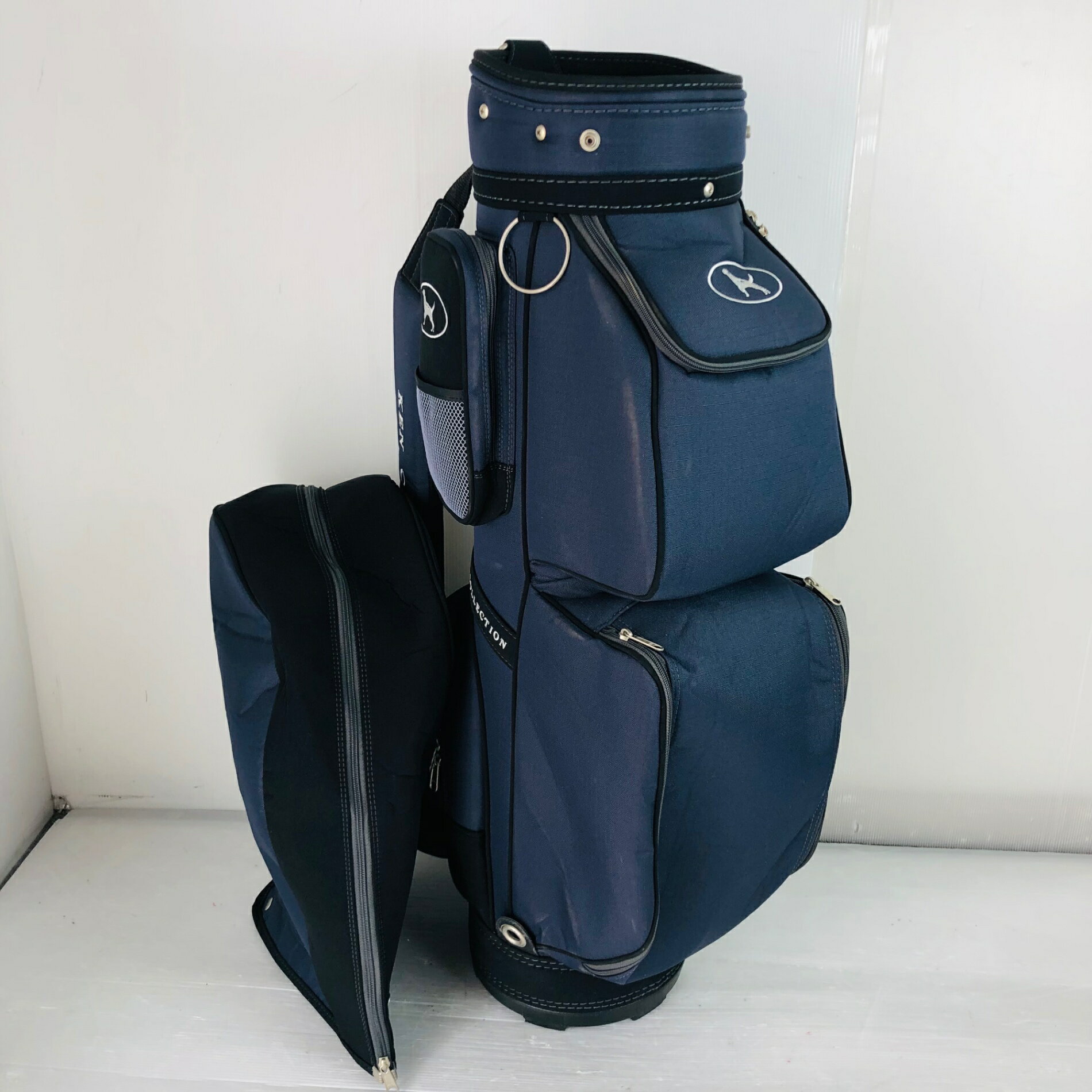 【中古】 KEN COLLECTION ケン コレクション ネイビー 7.5型 キャディバッグ ゴルフバッグ ゴルフ 初心者 入門